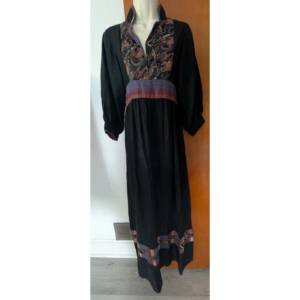 Vintage 70s Sharons World Boho Maxi Dress By Sharon Rothfeld Hippie Women's 9/10
